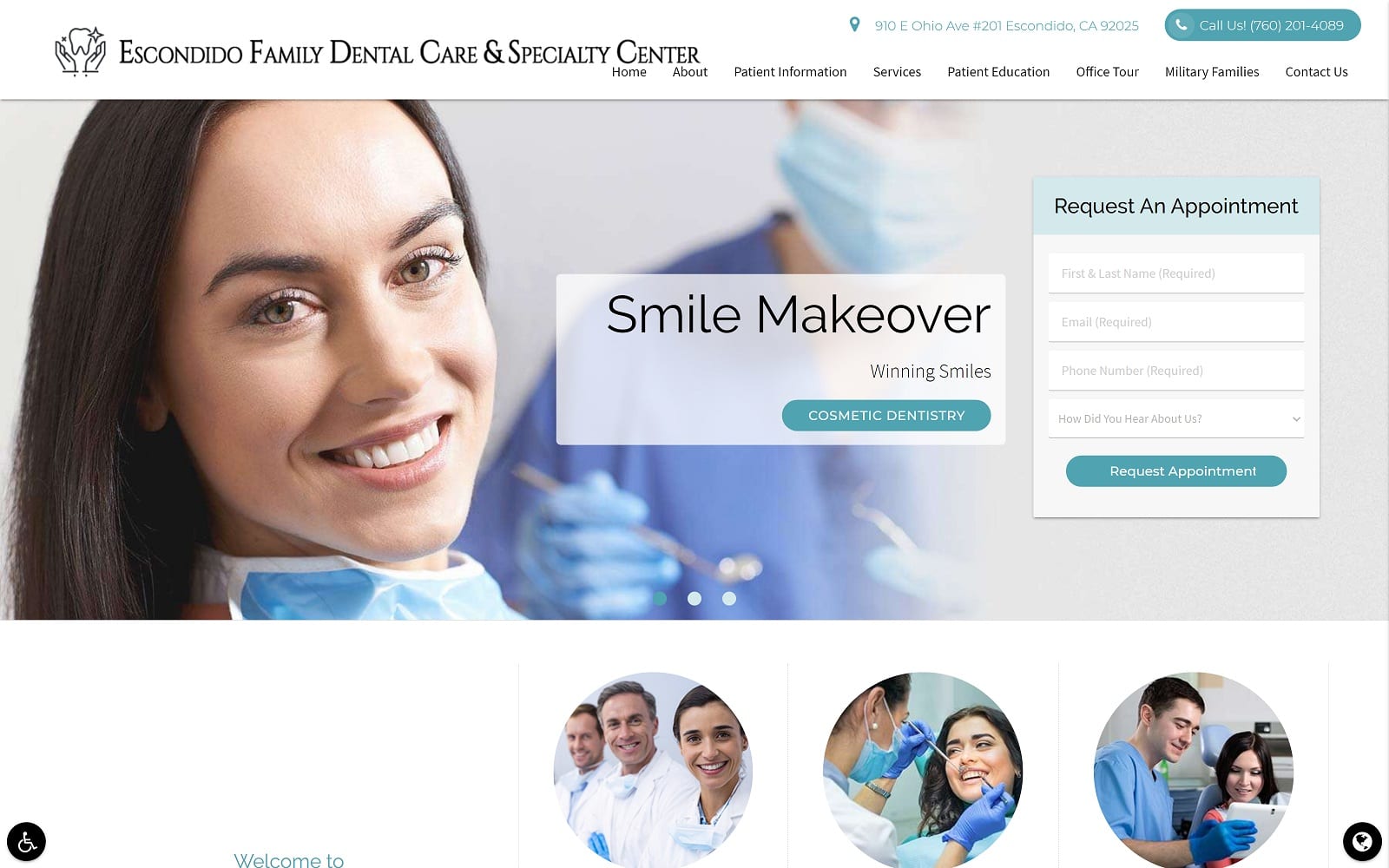 The Screenshot of Escondido Family Dental Care & Specialty Center escondidofamilydentistry.com Website