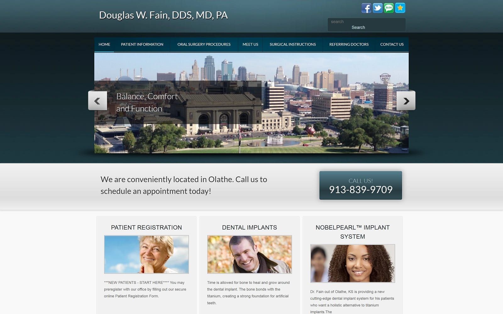 The Screenshot of Douglas W Fain, DDS, MD, PA fainoralsurgery.com Website