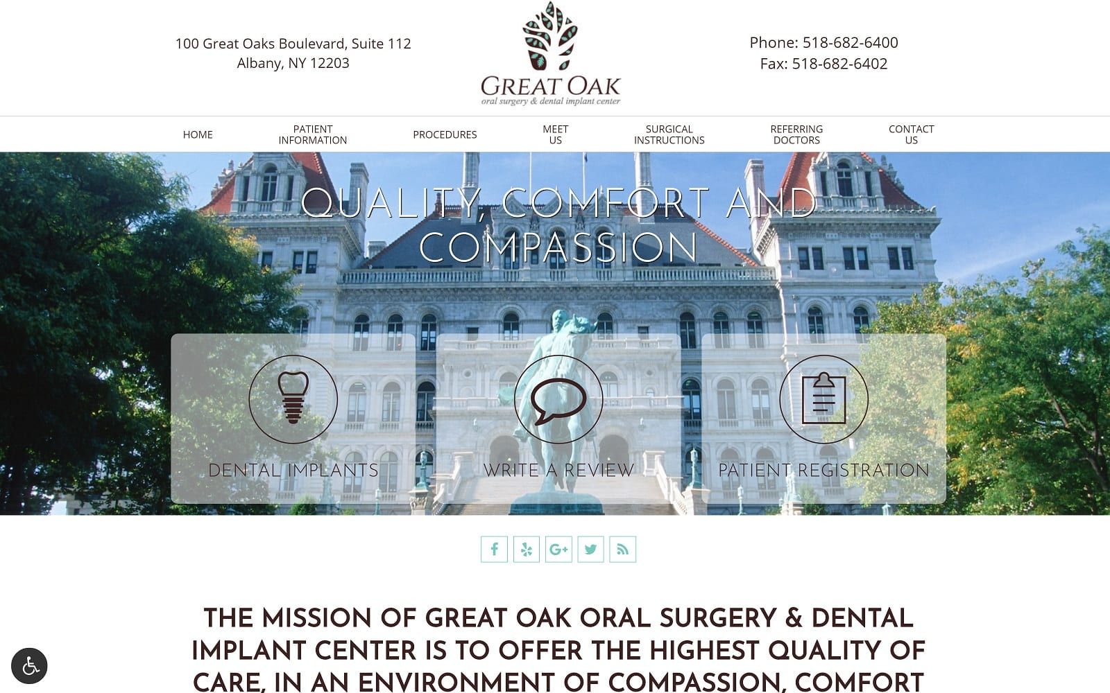 The Screenshot of Great Oak Oral Surgery and Dental Implant Center greatoakoralsurgery.com Dr. Seth T. Farren Website