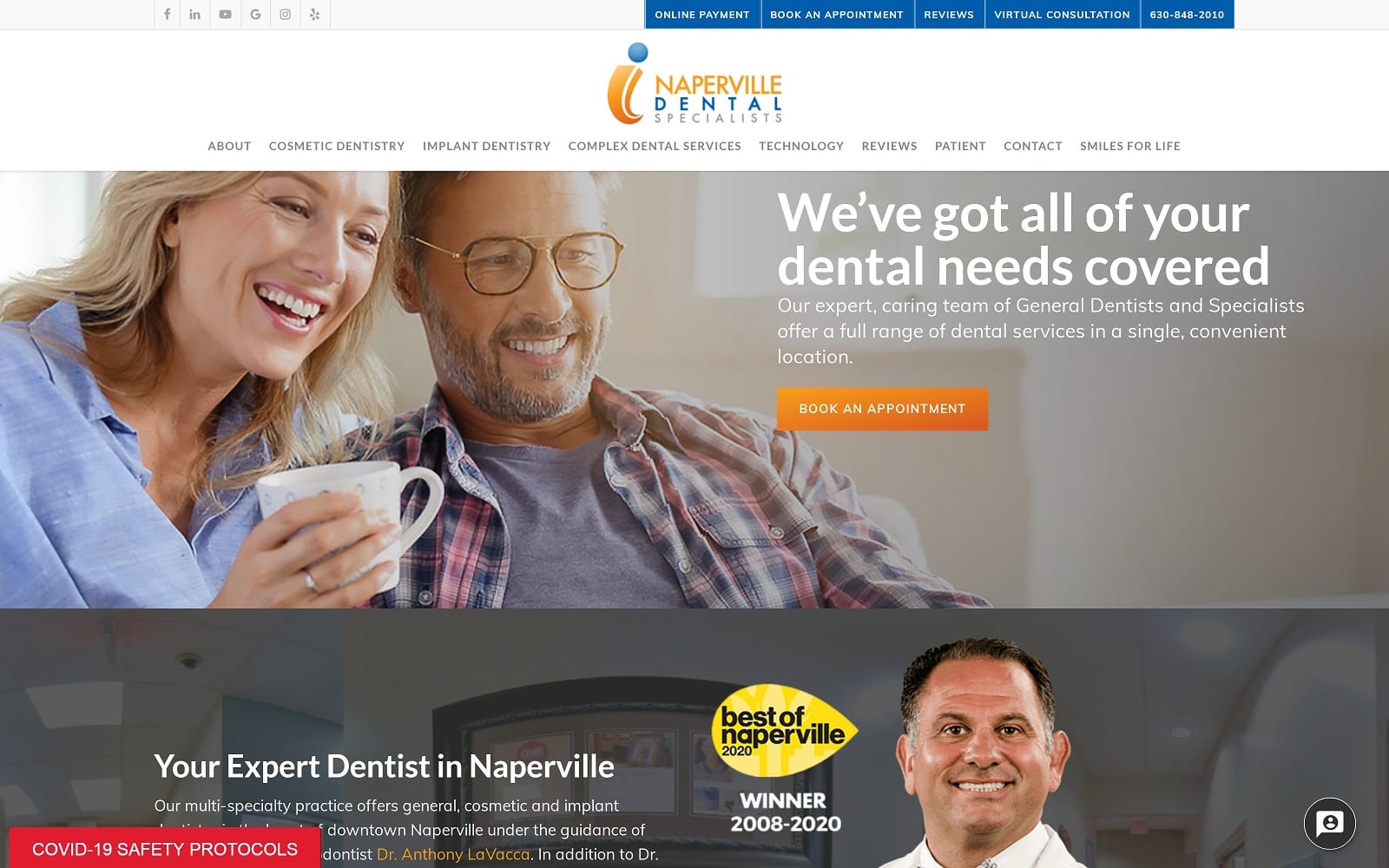 The screenshot of naperville dental specialists ndscare. Com website