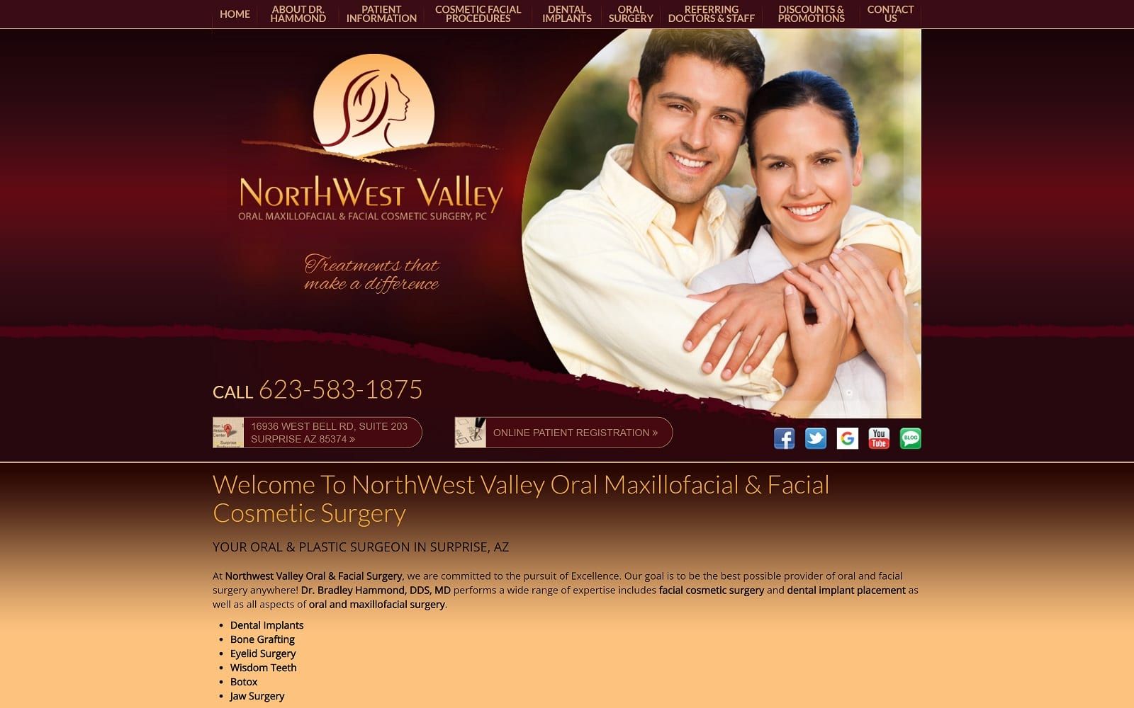 The Screenshot of NorthWest Valley Oral Maxillofacial & Facial Cosmetic Surgery nwvalleyoralandfacialsurgery.com Website