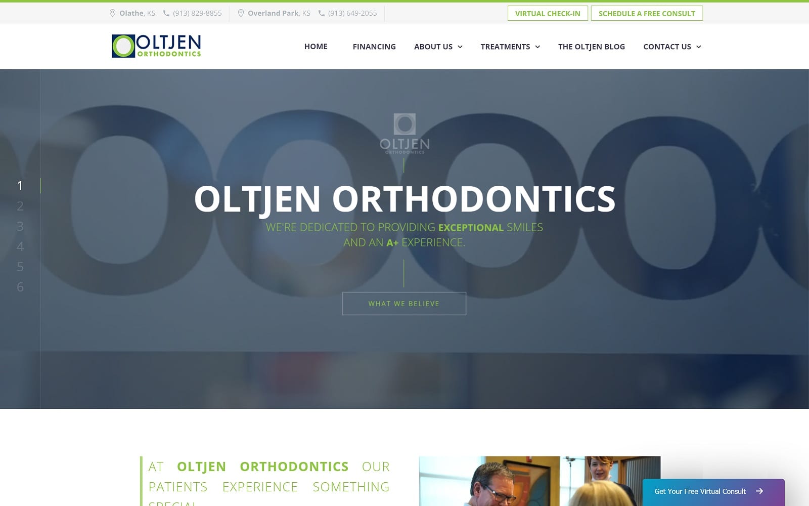 The screenshot of oltjen orthodontics – dr. Jay oltjen oltjenbraces. Com website