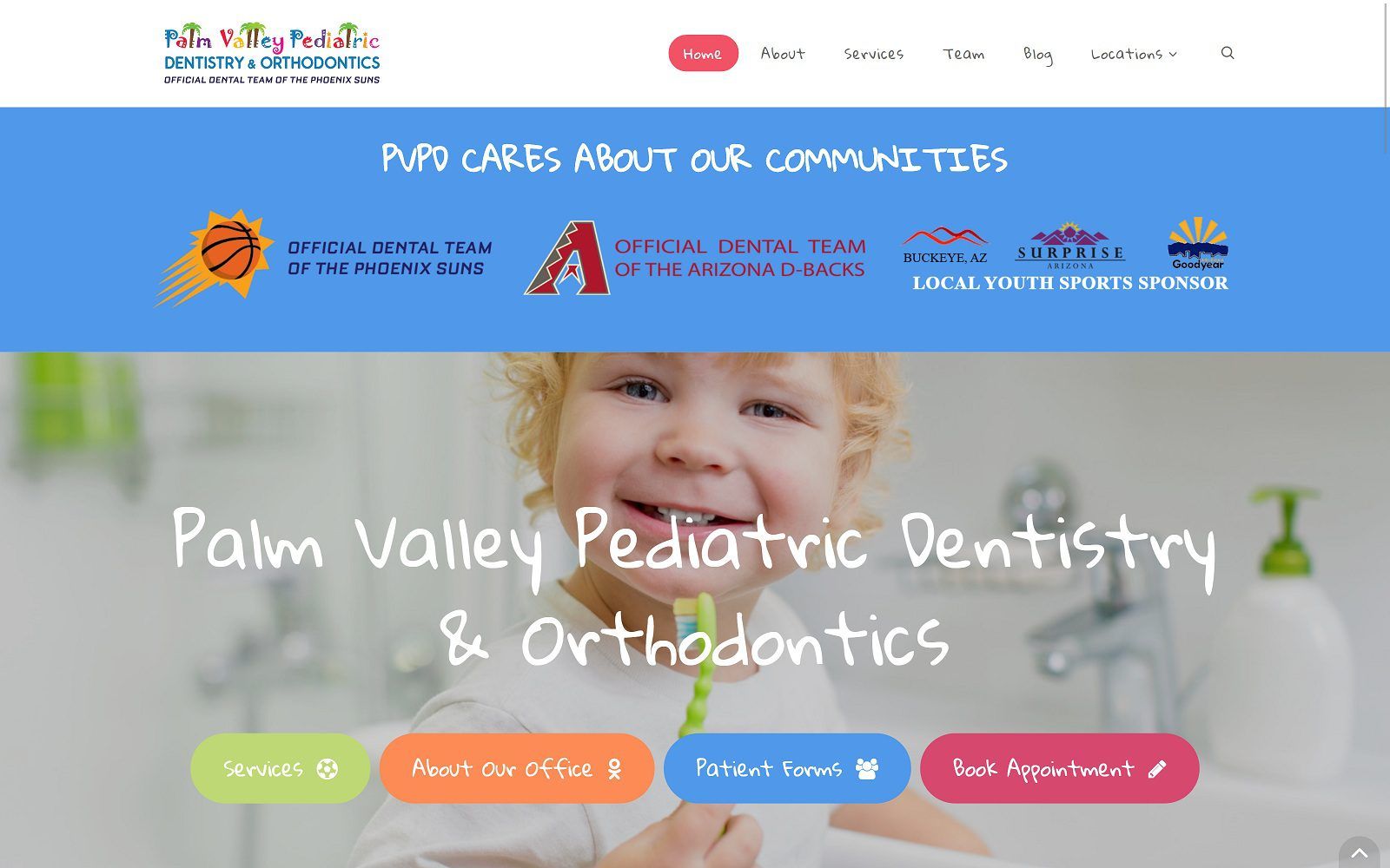 The Screenshot of Palm Valley Pediatric Dentistry & Orthodontics pvpd.com Website