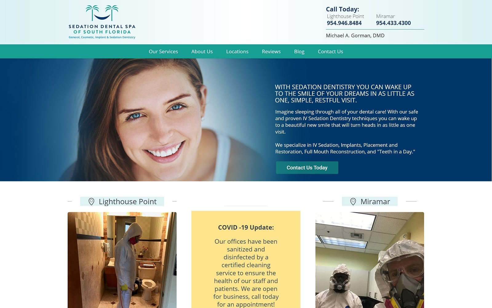 The screenshot of sedation dental spa of south florida sedationdentalspa. Com michael a. Gorman website