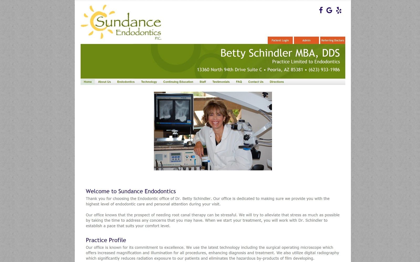 The Screenshot of Sundance Endodontics sundanceendo.com Dr. Betty Schindler Website