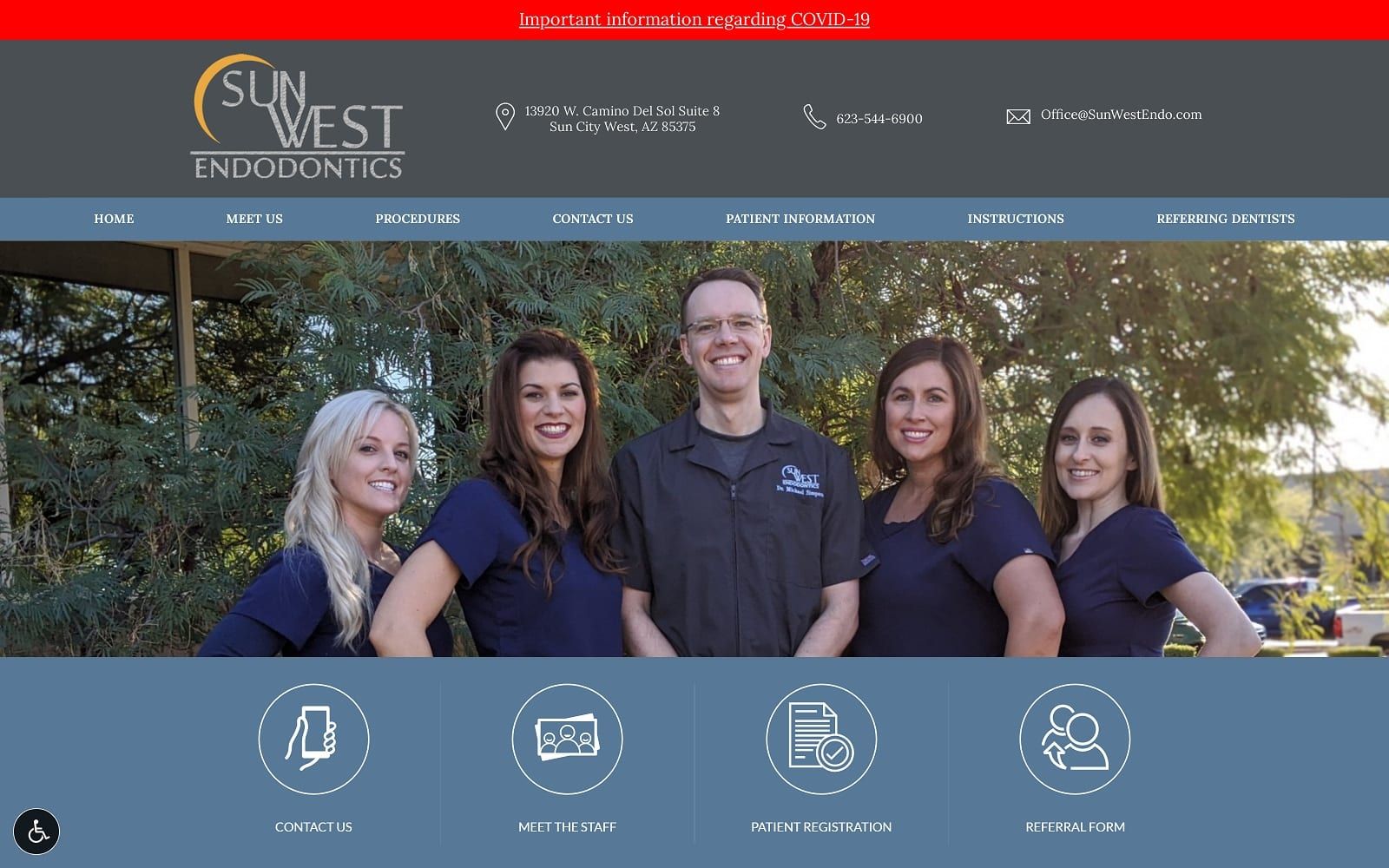 The Screenshot of Sun West Endodontics: Dr. Michael G Simpson DDS MS sunwestendo.com Website