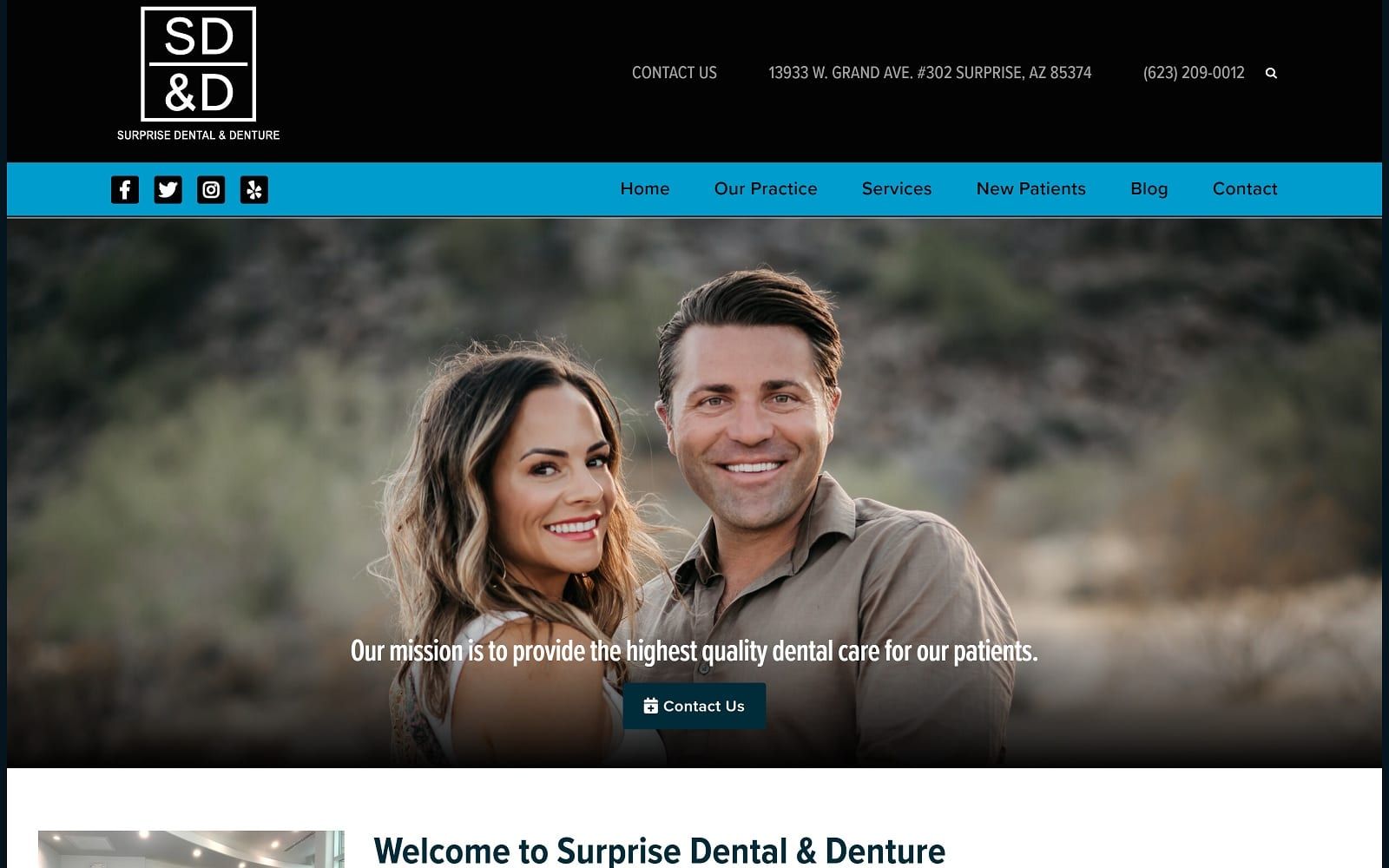 The Screenshot of Surprise Dental & Denture surprisedental.com Dr. Jason Melashenko Website