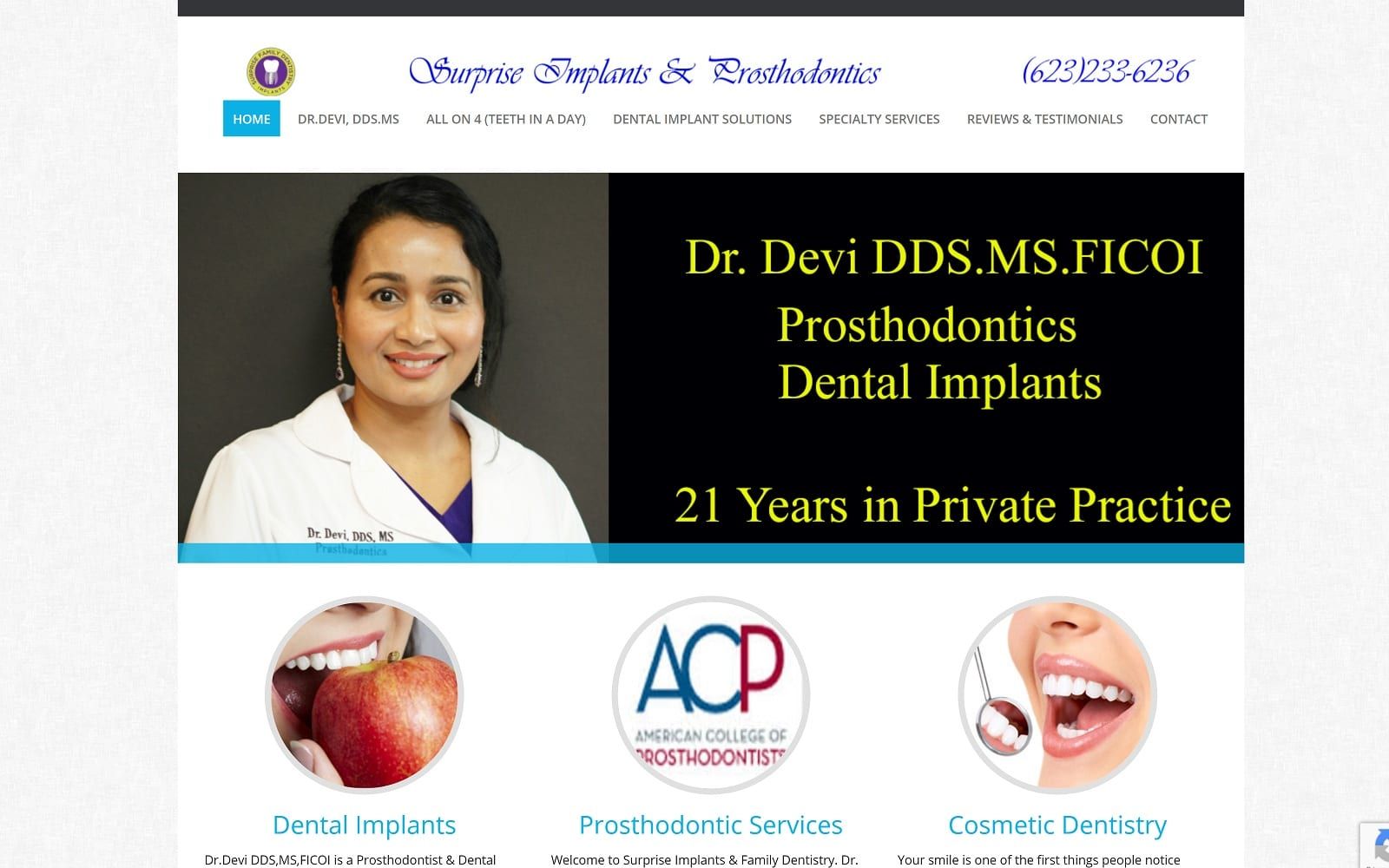 The Screenshot of Surprise Implants & Prosthodontics surpriseimplants.com Website