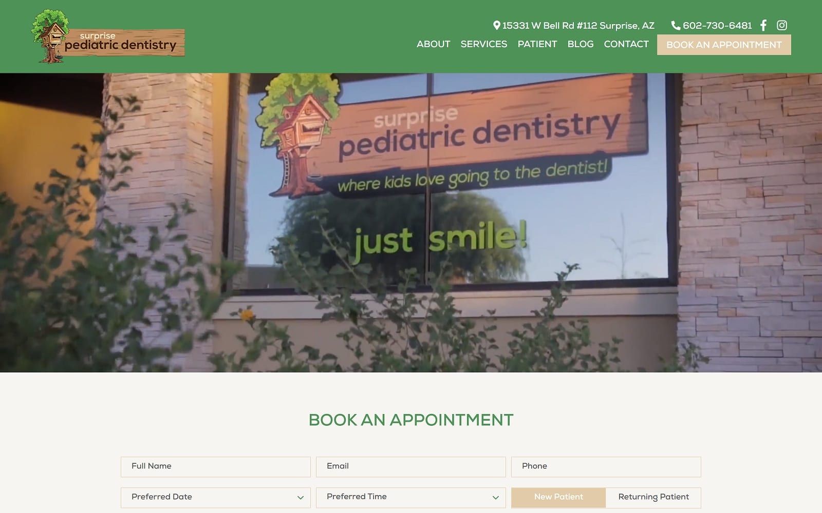 The Screenshot of Surprise Pediatric Dentistry surprisepd.com Website