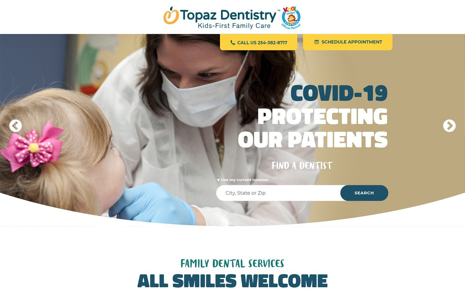 The Screenshot of Topaz Dentistry topazdentistry.com Website