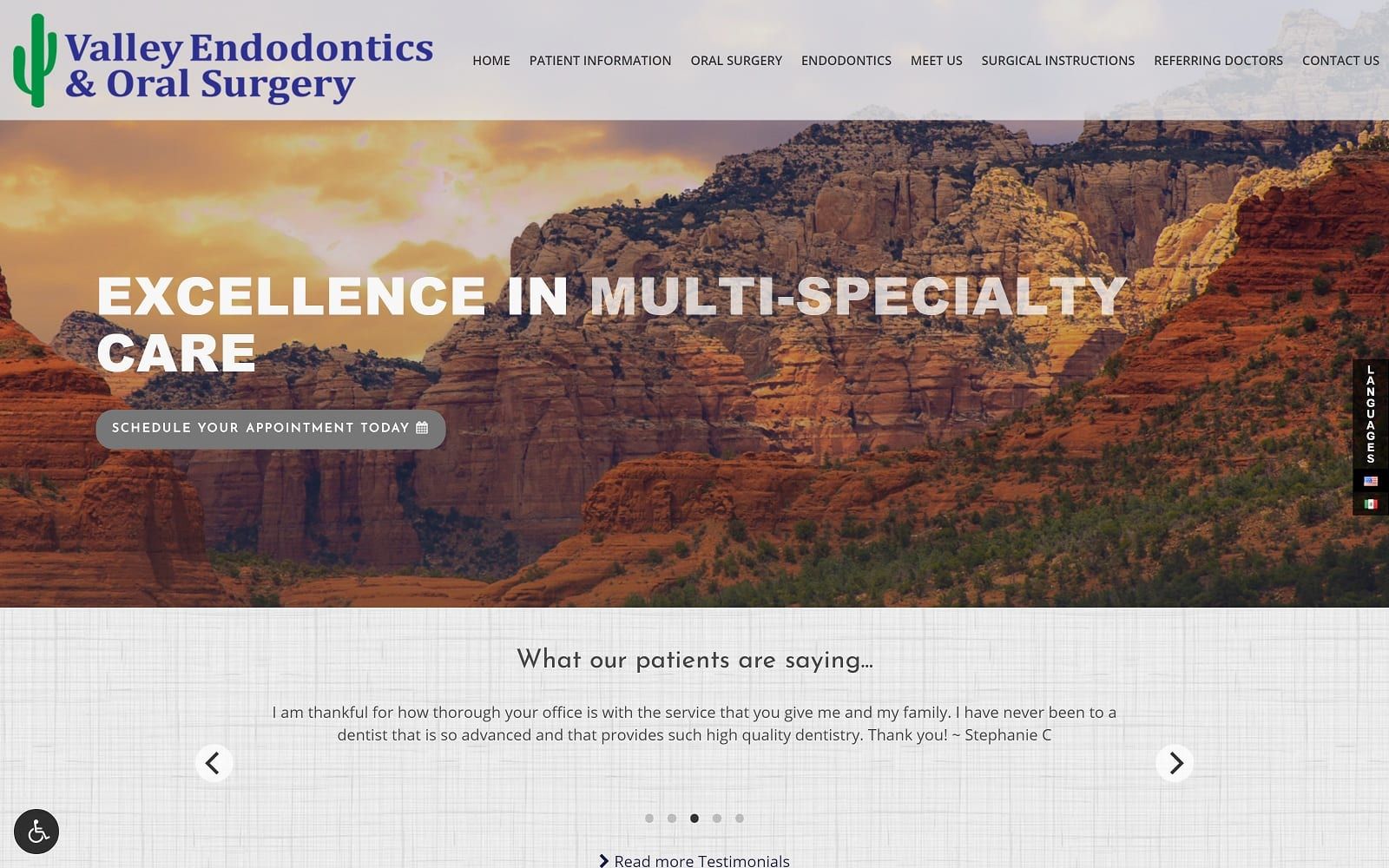 The Screenshot of Valley Endodontic Specialty Group valleyendodontic.com Dr. Steven Hymovitch Website