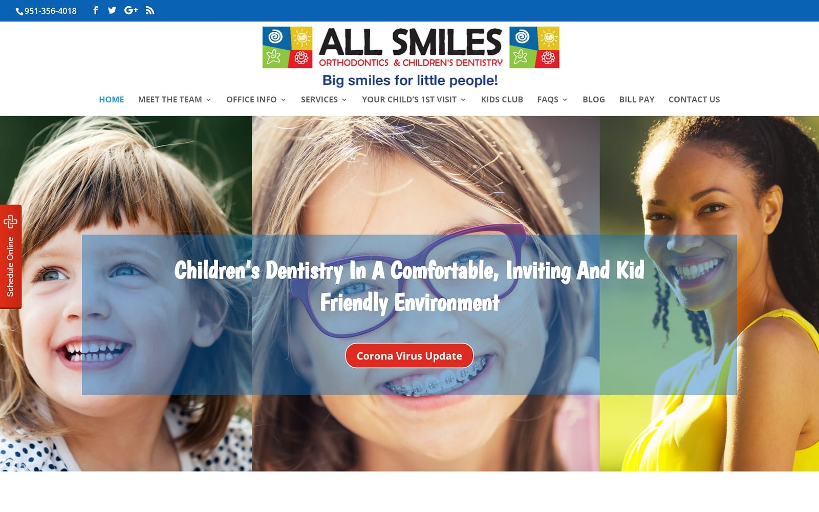 The Screenshot of All Smiles Orthodontics & Children's Dentistry allsmileskids.com Website