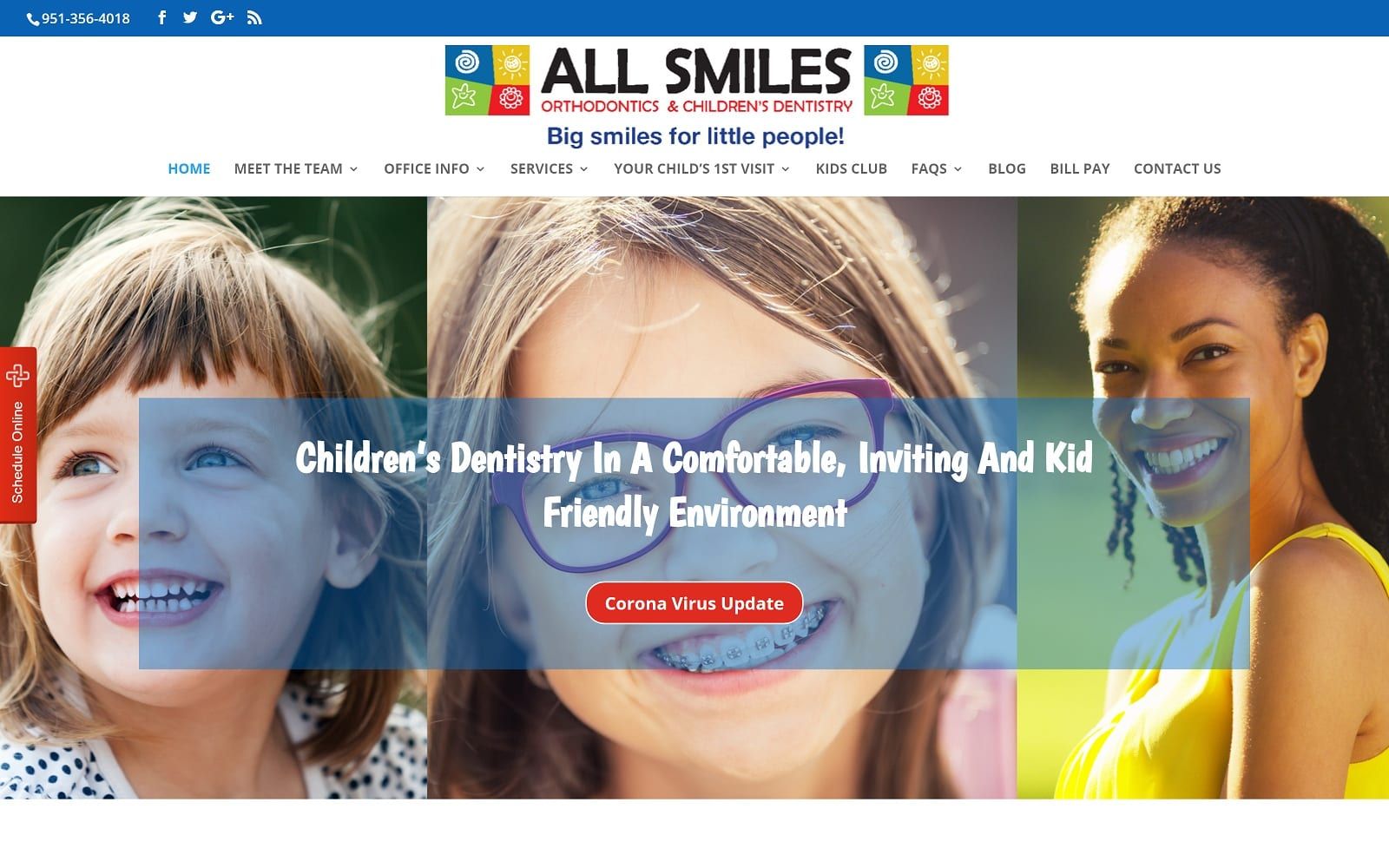 The Screenshot of All Smiles Orthodontics & Children's Dentistry allsmileskids.com Website