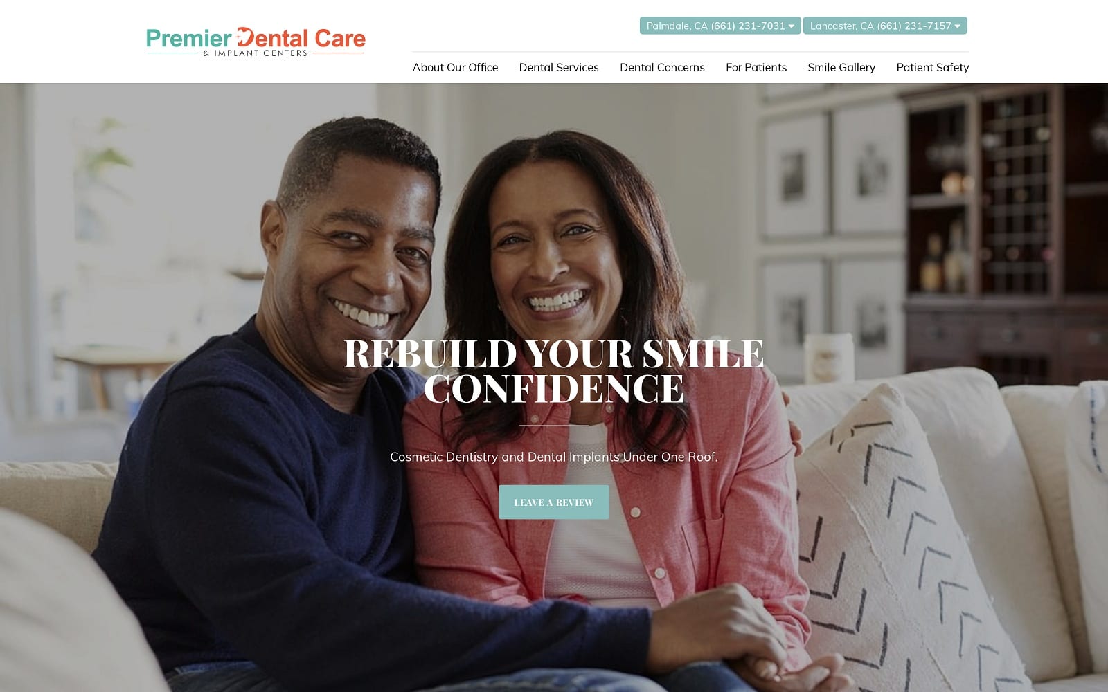 The screenshot of premier dental care avpremierdental. Com dr. Karim naguib website