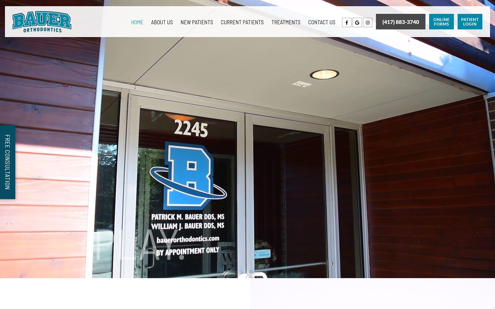 The Screenshot of Bauer Orthodontics: Patrick M Bauer, DDS, MS bauerorthodontics.com Website