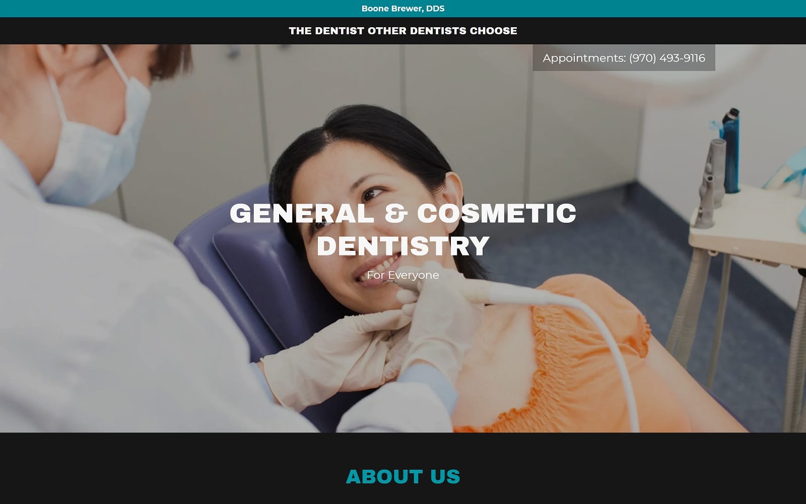 The screenshot of boone brewer, dds boonebrewerdds. Com website