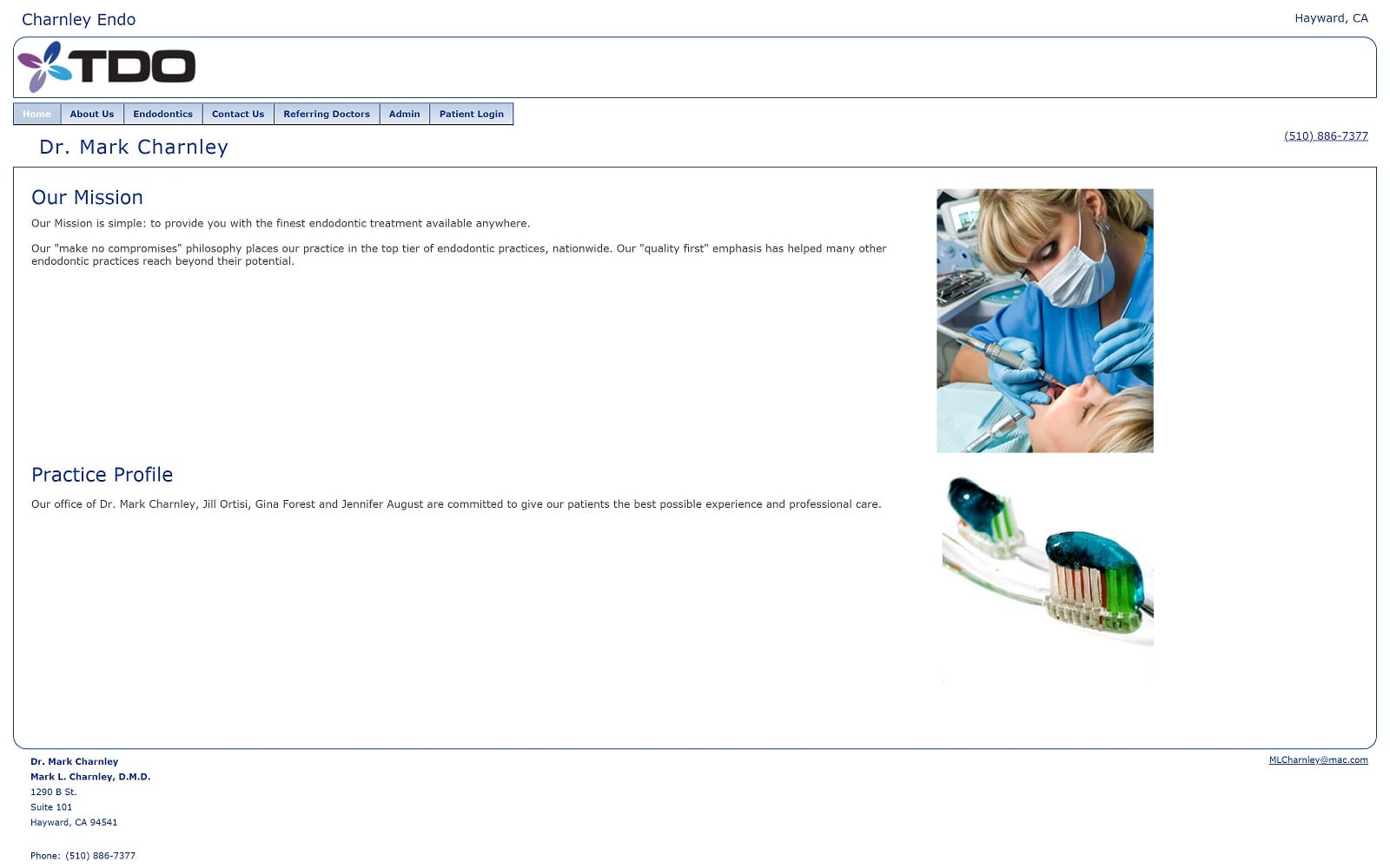 The Screenshot of Charnley Mark L DDS charnleyendo.com Website