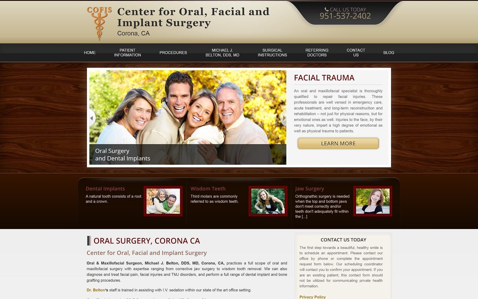 The Screenshot of Michael J Belton, DDS, MD cofisddsmd.com Website