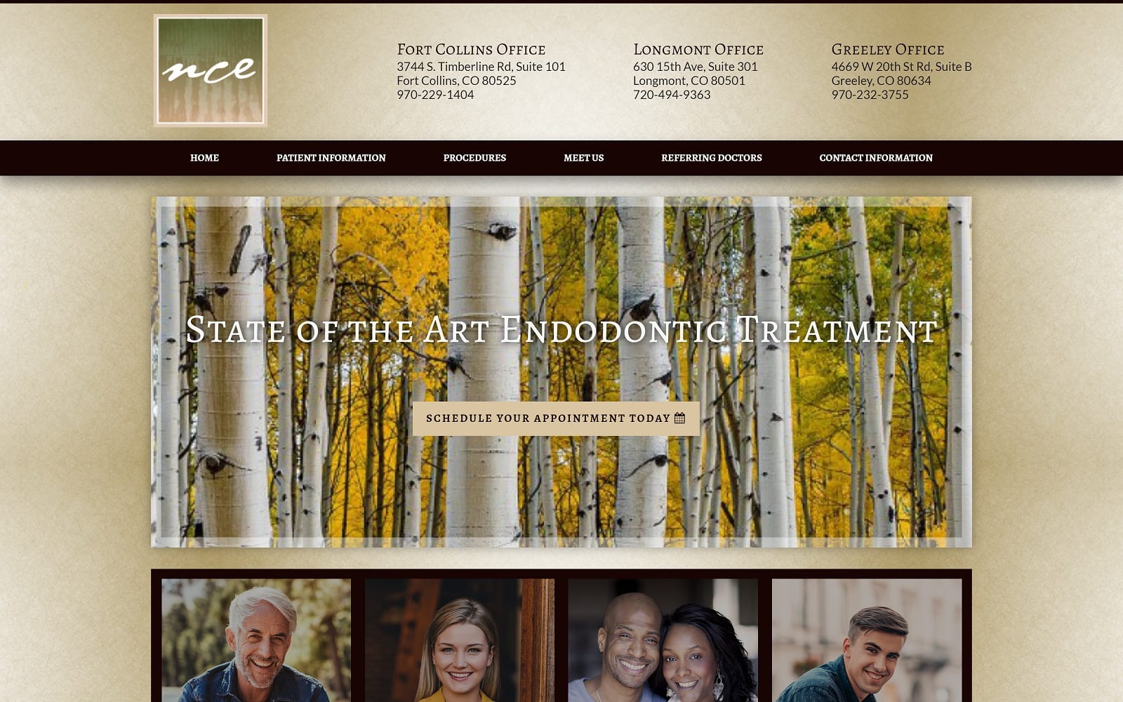 The screenshot of northern colorado endodontics coloradoendo. Com website