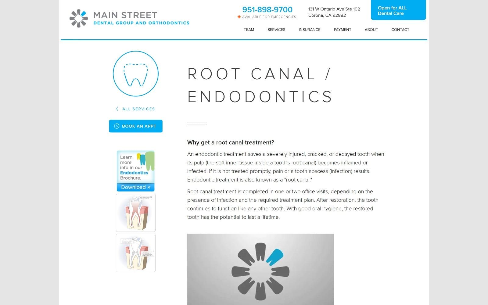 The Screenshot of Main Street Dental Group and Orthodontics coronamainstreetdental.com Website