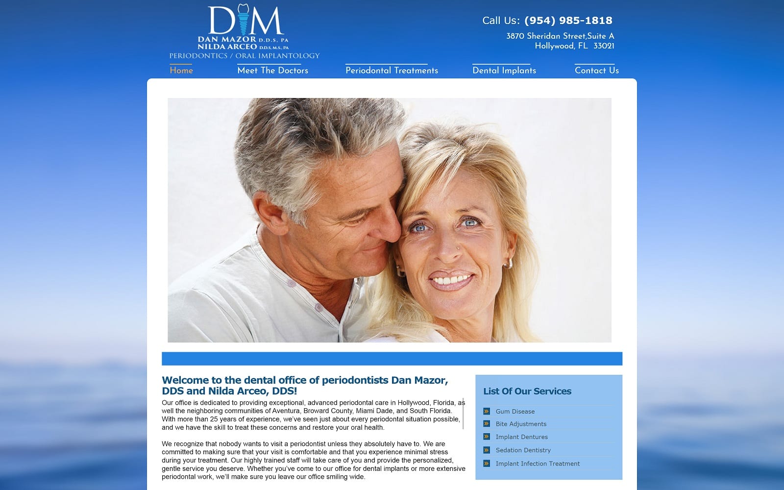 The Screenshot of Dan Mazor D.D.S., PA dentisthollywoodfl.net Website