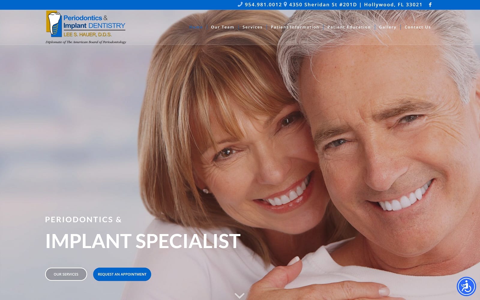 The Screenshot of Lee S. Hauer, D.D.S. Dental Implants/Periodontist drhauer.net Website