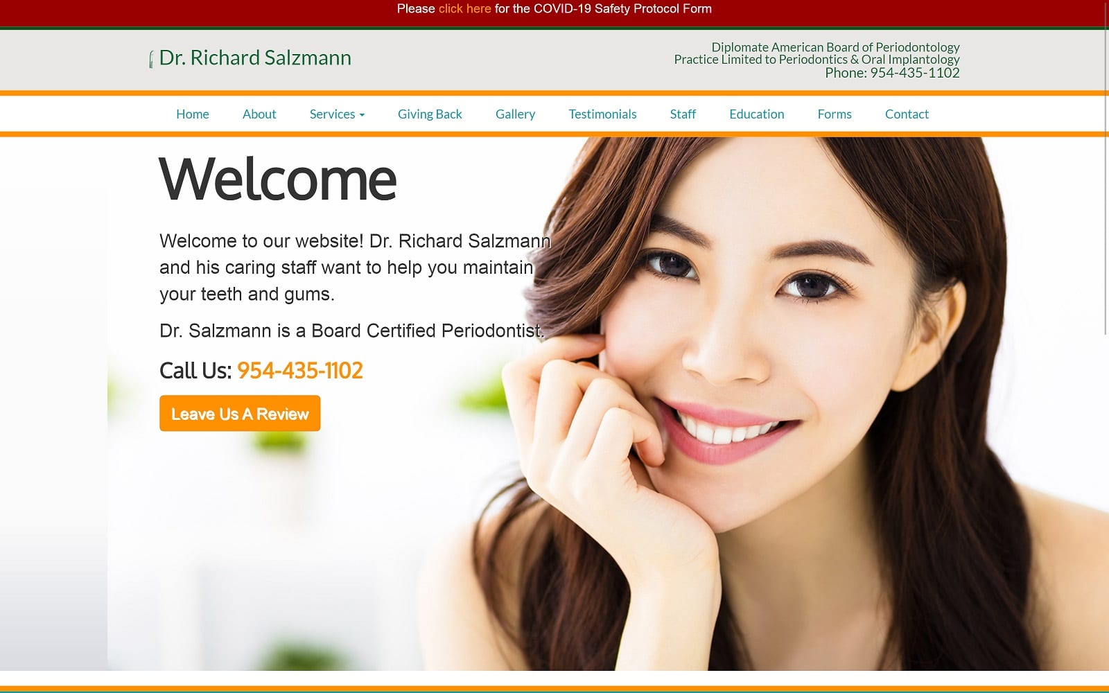 The Screenshot of Dr. Richard D. Salzmann, DMD drsalzmann.com Website