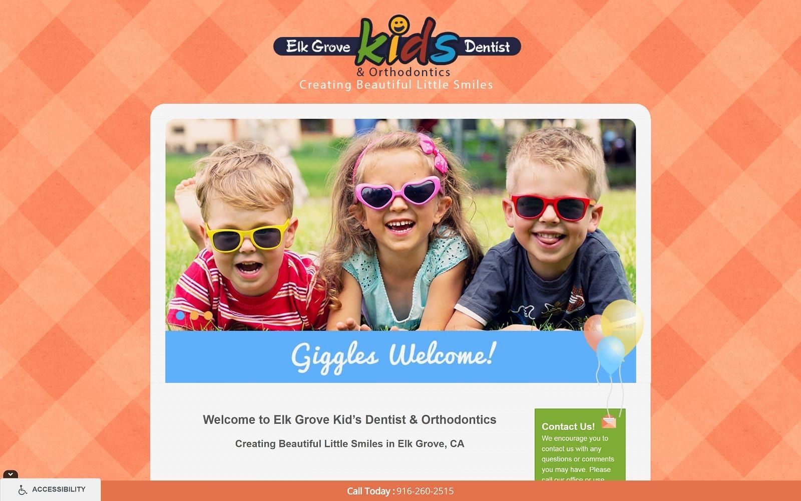 The Screenshot of Elk Grove Kids Dentist & Orthodontics elkgrovekidsdentist.com Website
