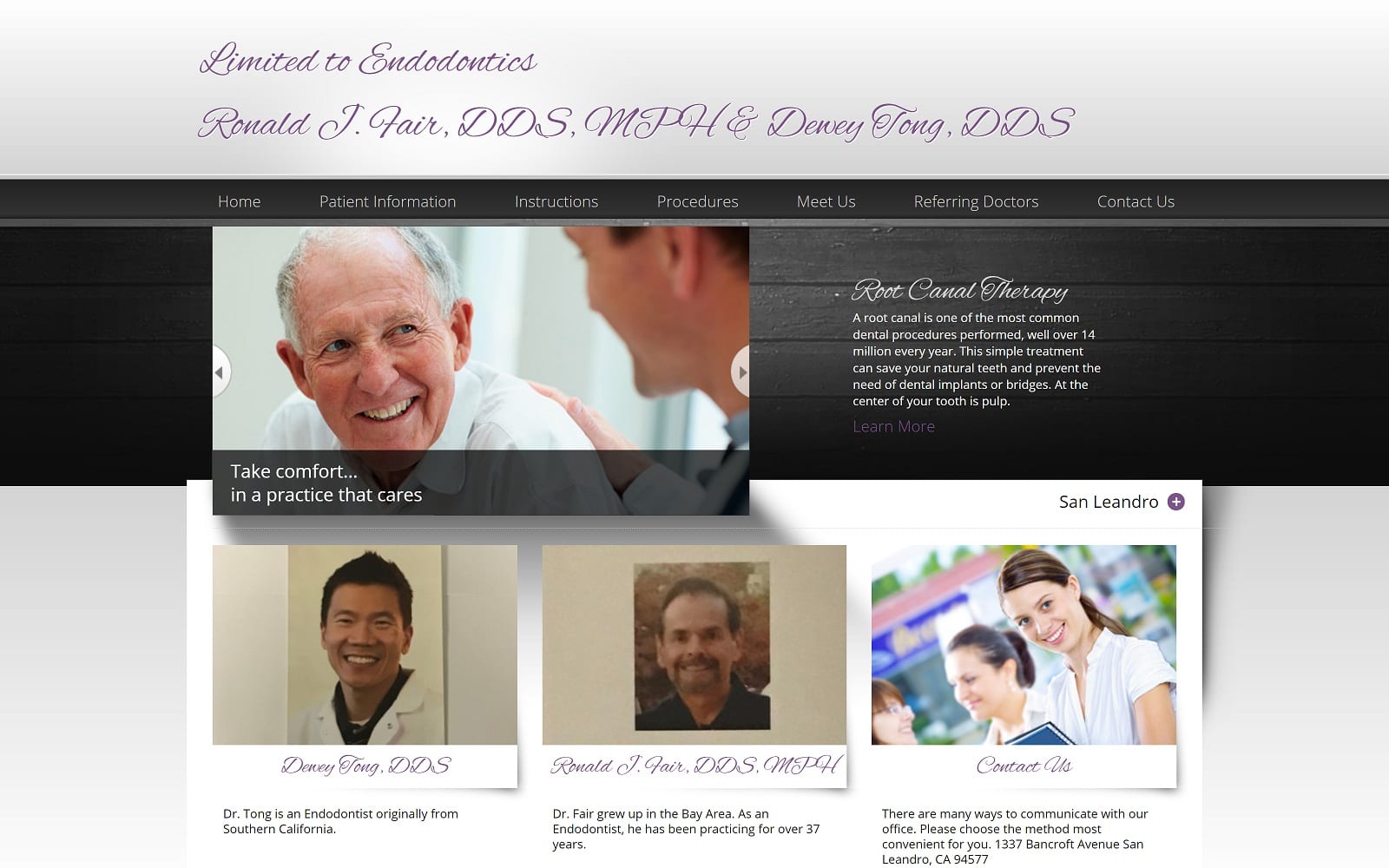 The Screenshot of Ronald J. Fair, DDS, MPH endodontistbayarea.com Website