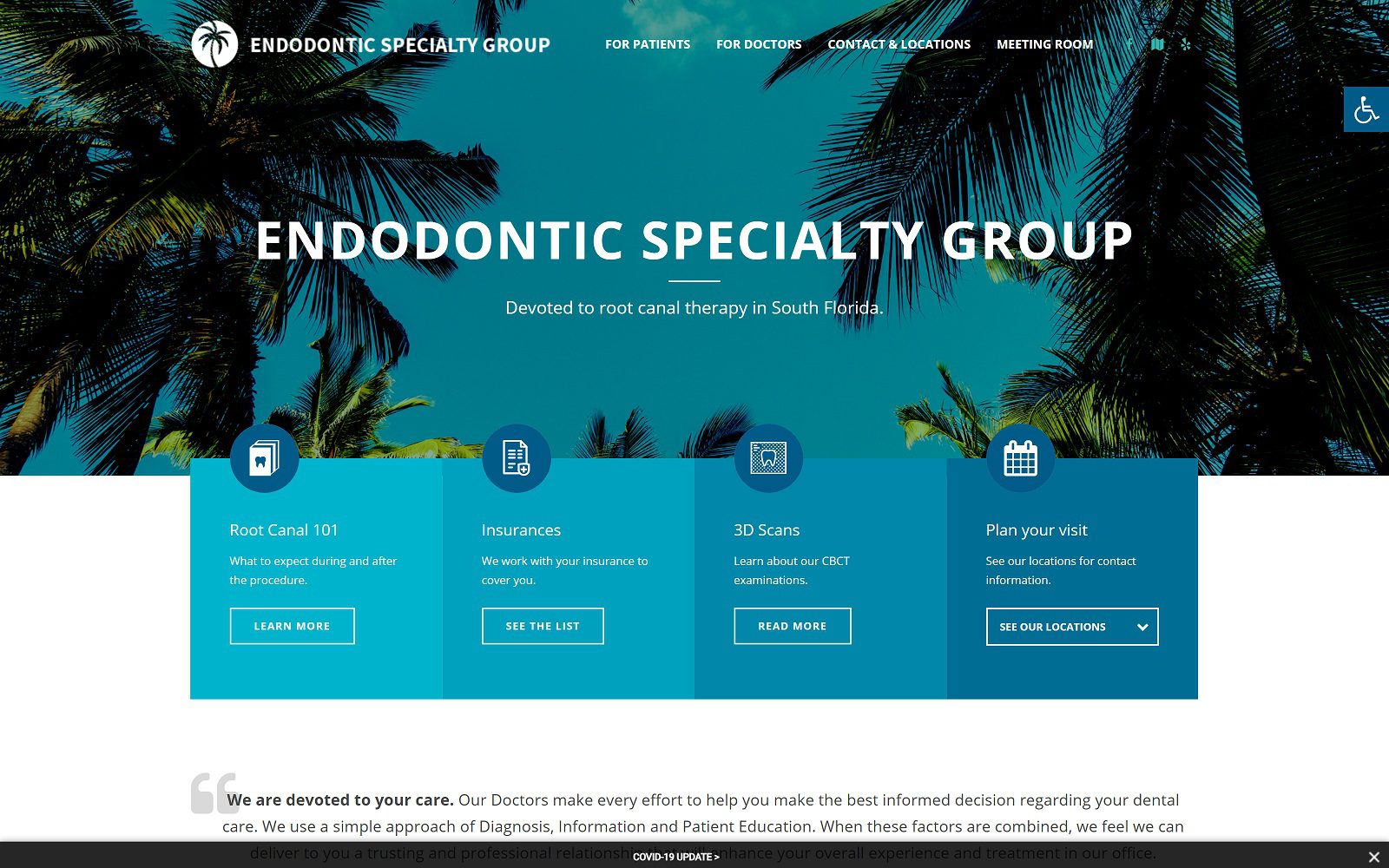 The screenshot of endodontic specialty group - dr. Edward kirsh endosg. Com website
