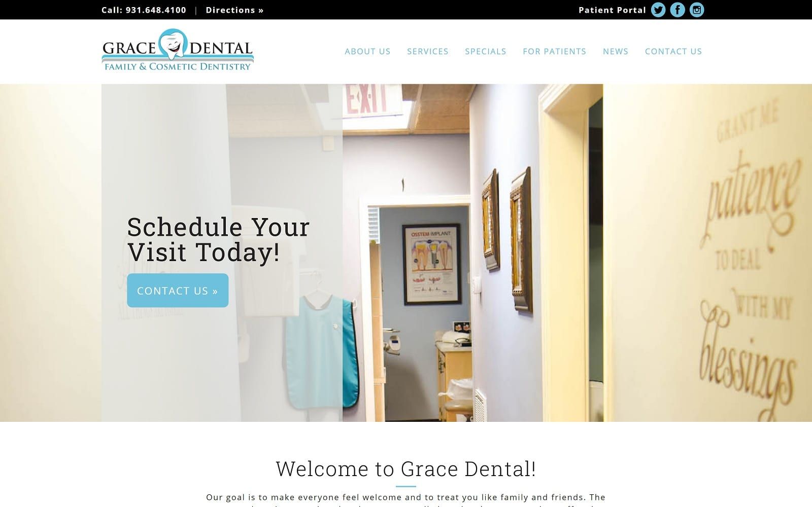 The Screenshot of Grace Dental gracedentaltn.com Drs. Lee & Moon Website