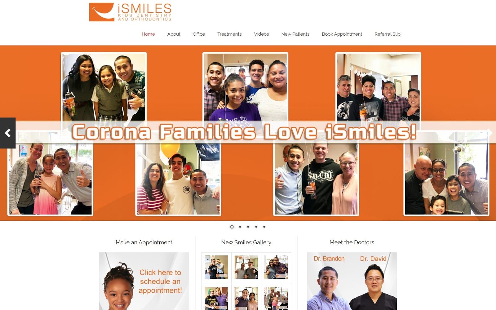 The Screenshot of iSmiles Kids Dentistry & Orthodontics ismilescorona.com Website