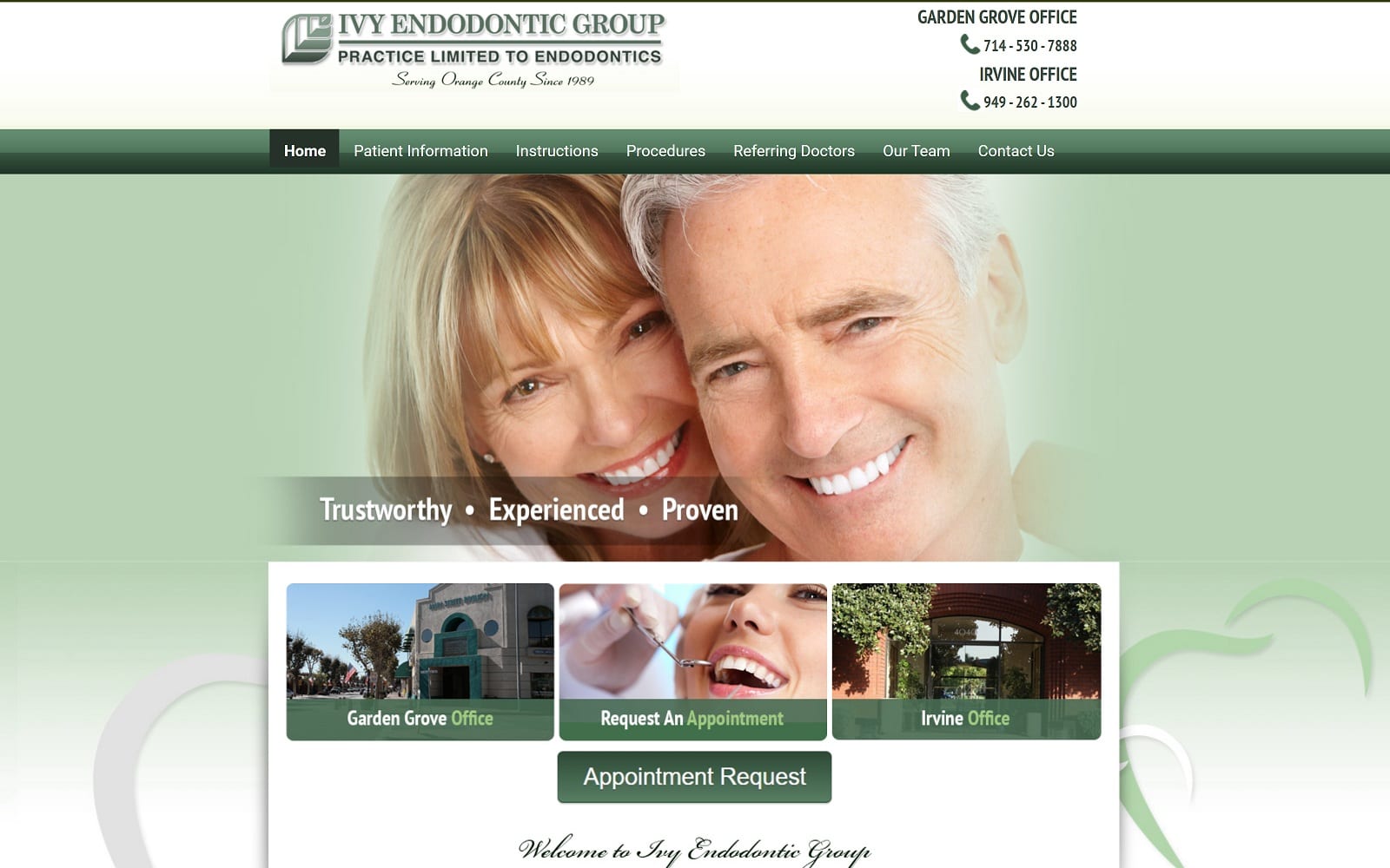 The Screenshot of Ivy Endodontic Group ivyendo.com Website