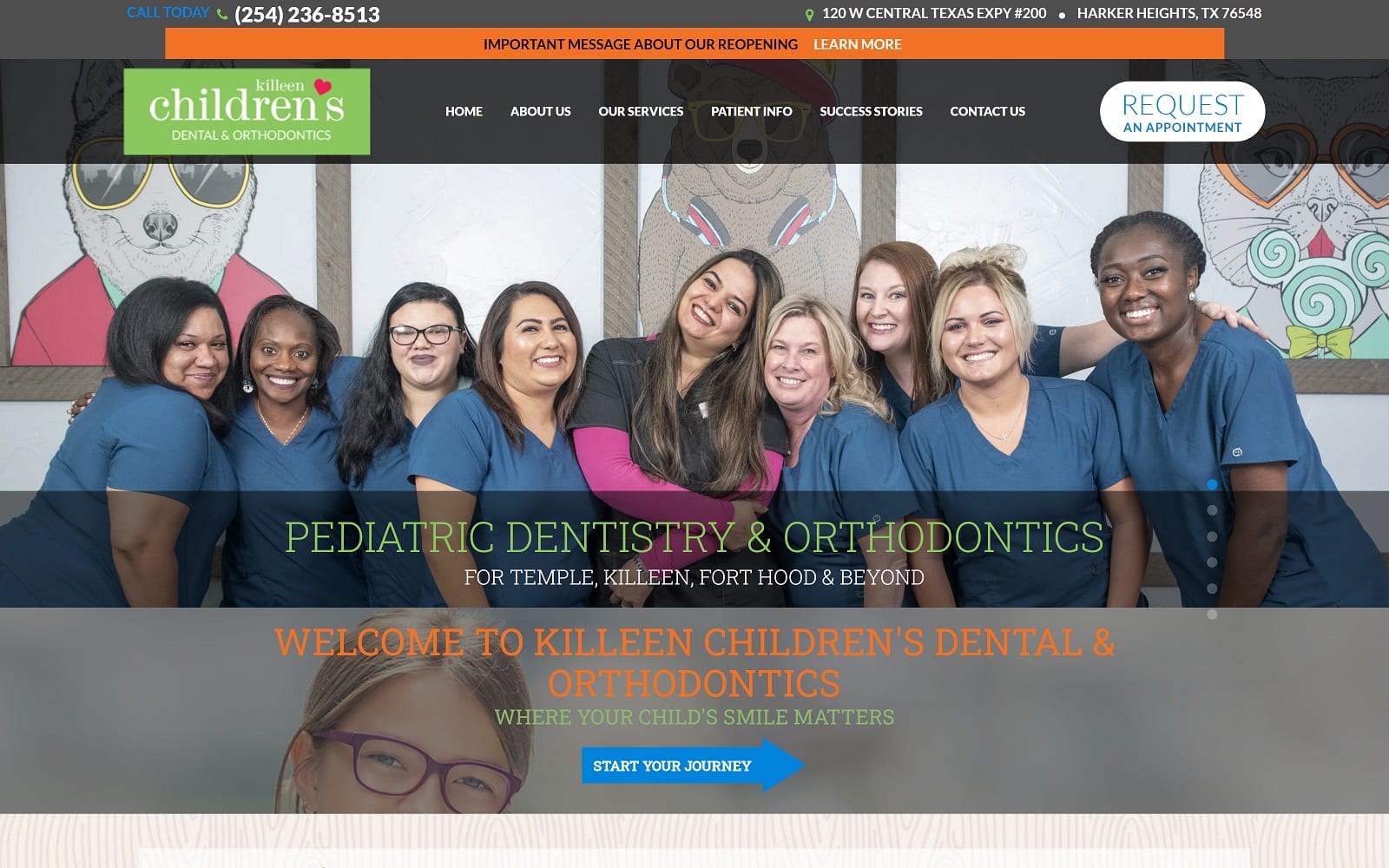 The Screenshot of Killeen Children’s Dental & Orthodontics killeenchildrensdc.com Website