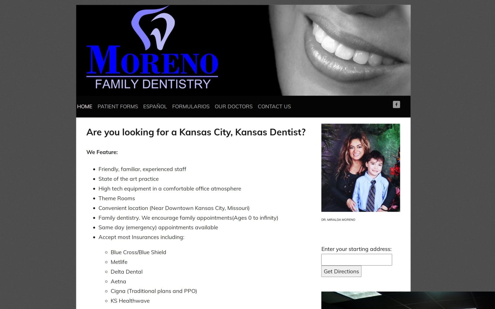 The Screenshot of Moreno Family Dentistry morenofamilydentistry.com Website