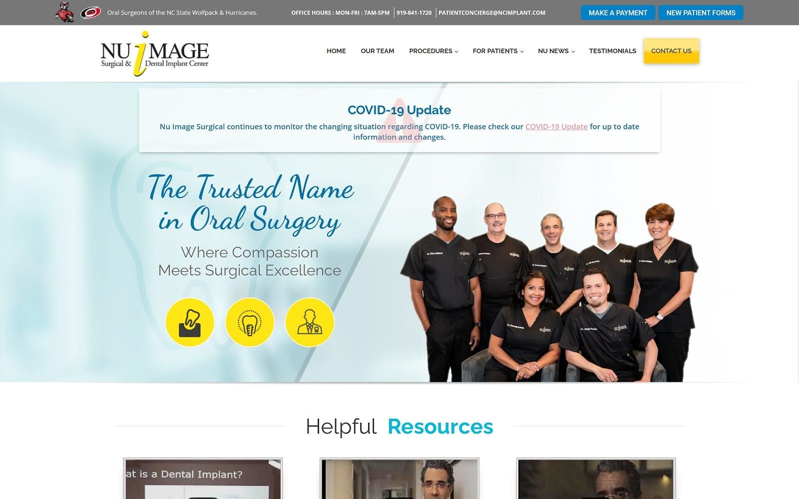 The Screenshot of Nu Image Surgical & Dental Implant Center ncimplant.com Website