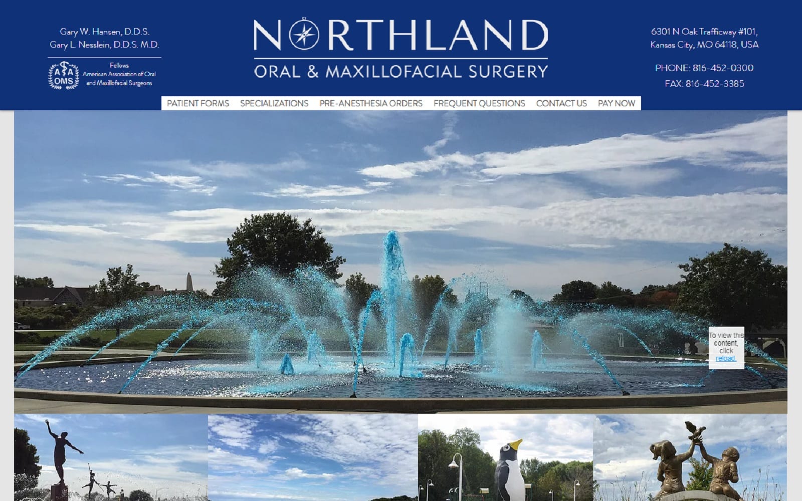 The screenshot of northland oral & maxillofacial surgery northlandoms. Com dr. Gary nesslein website
