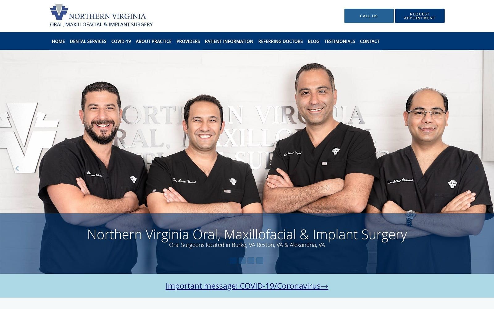 The Screenshot of Northern Virginia Oral, Maxillofacial & Implant Surgery novaoms.com Website