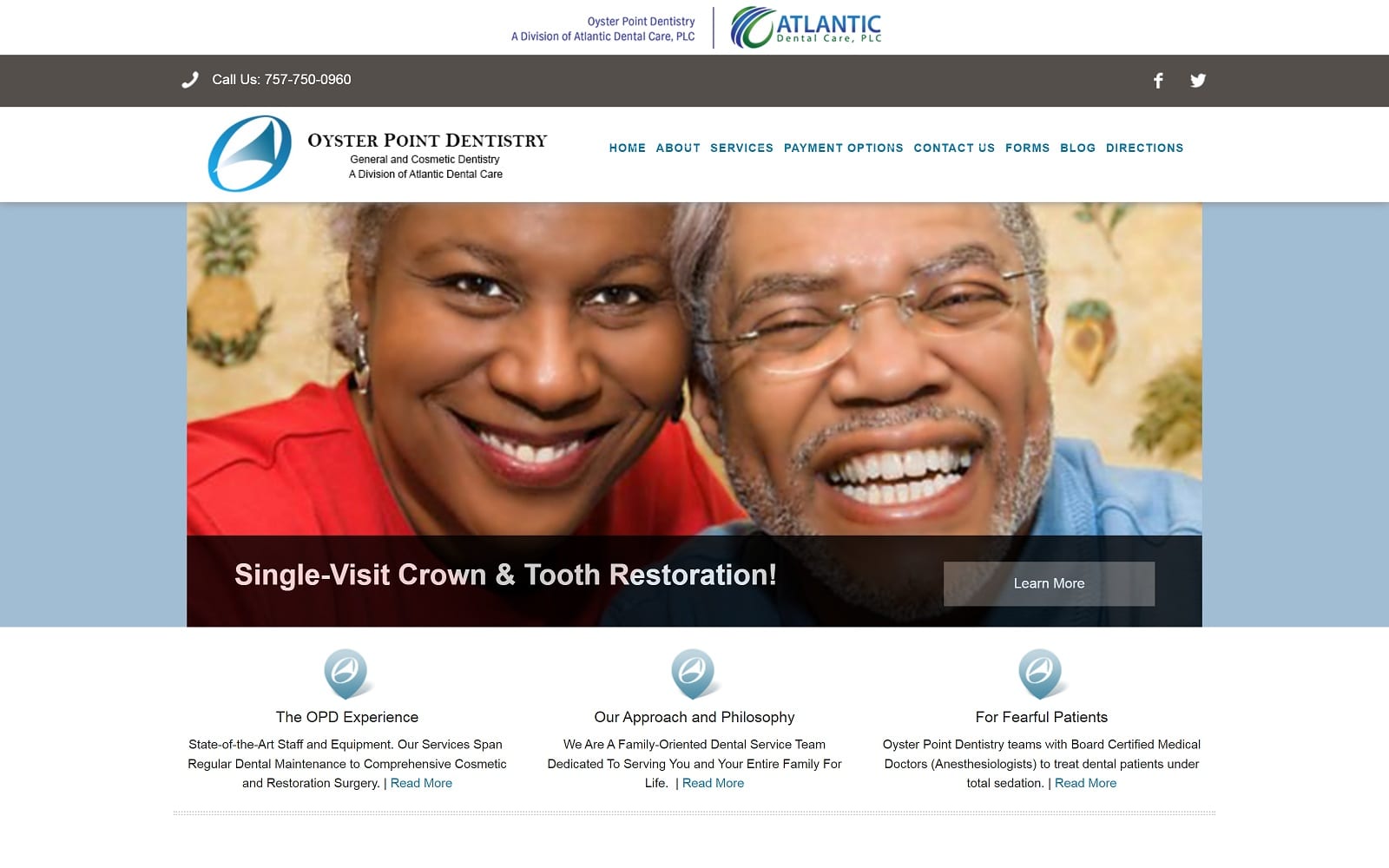 The Screenshot of Oyster Point Dentistry oysterpointdentistry.com Website