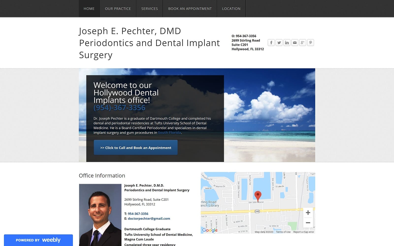 The Screenshot of Joseph E. Pechter, DMD, Periodontics and Dental Implant Surgery perioflorida.com Website