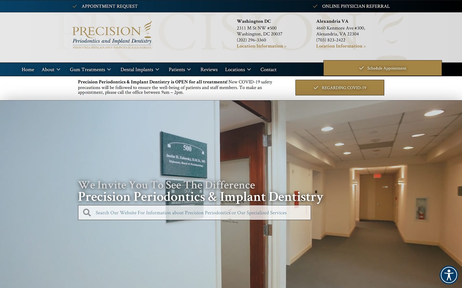 The screenshot of precision periodontics and implant dentistry - alexandria precisioninperio. Com website