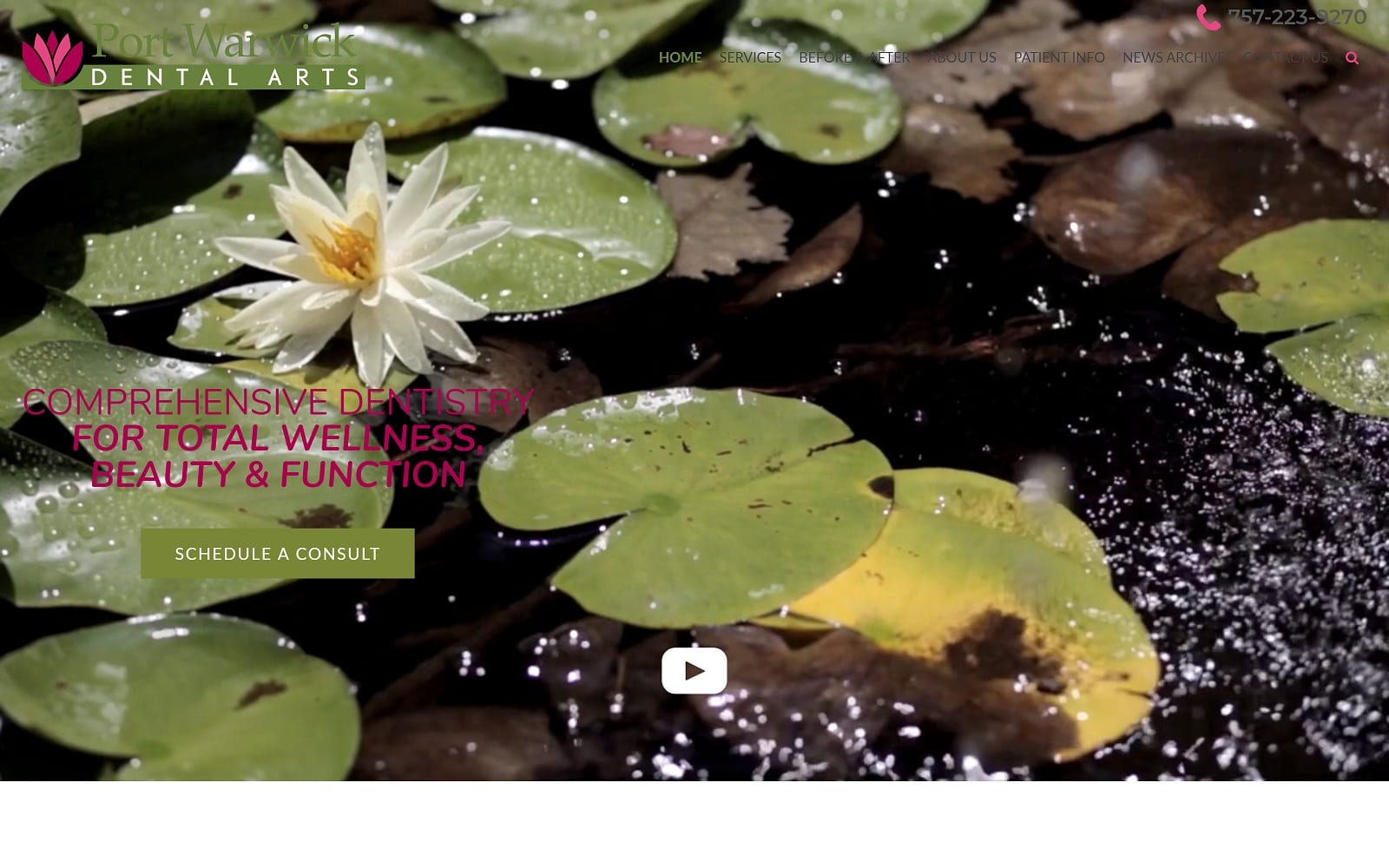 The Screenshot of Port Warwick Dental Arts - Dr. Lisa Marie Samaha pwdentalarts.com Website