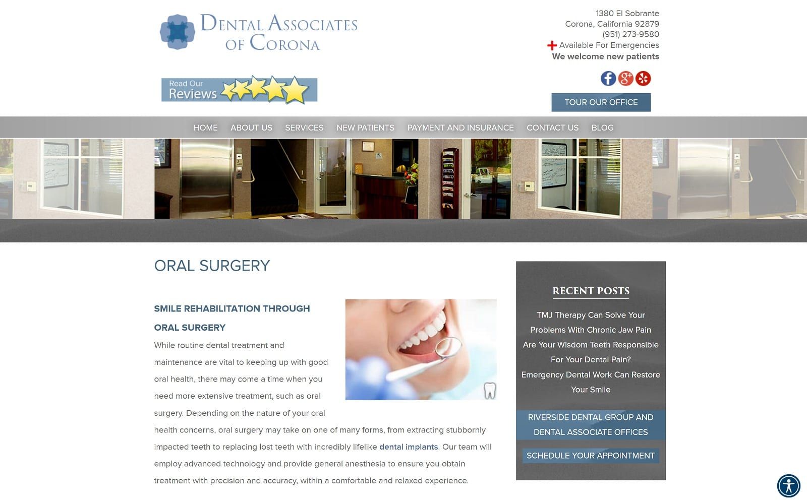 The Screenshot of Dental Associates of Corona riversidedentalgroup.com/corona Website
