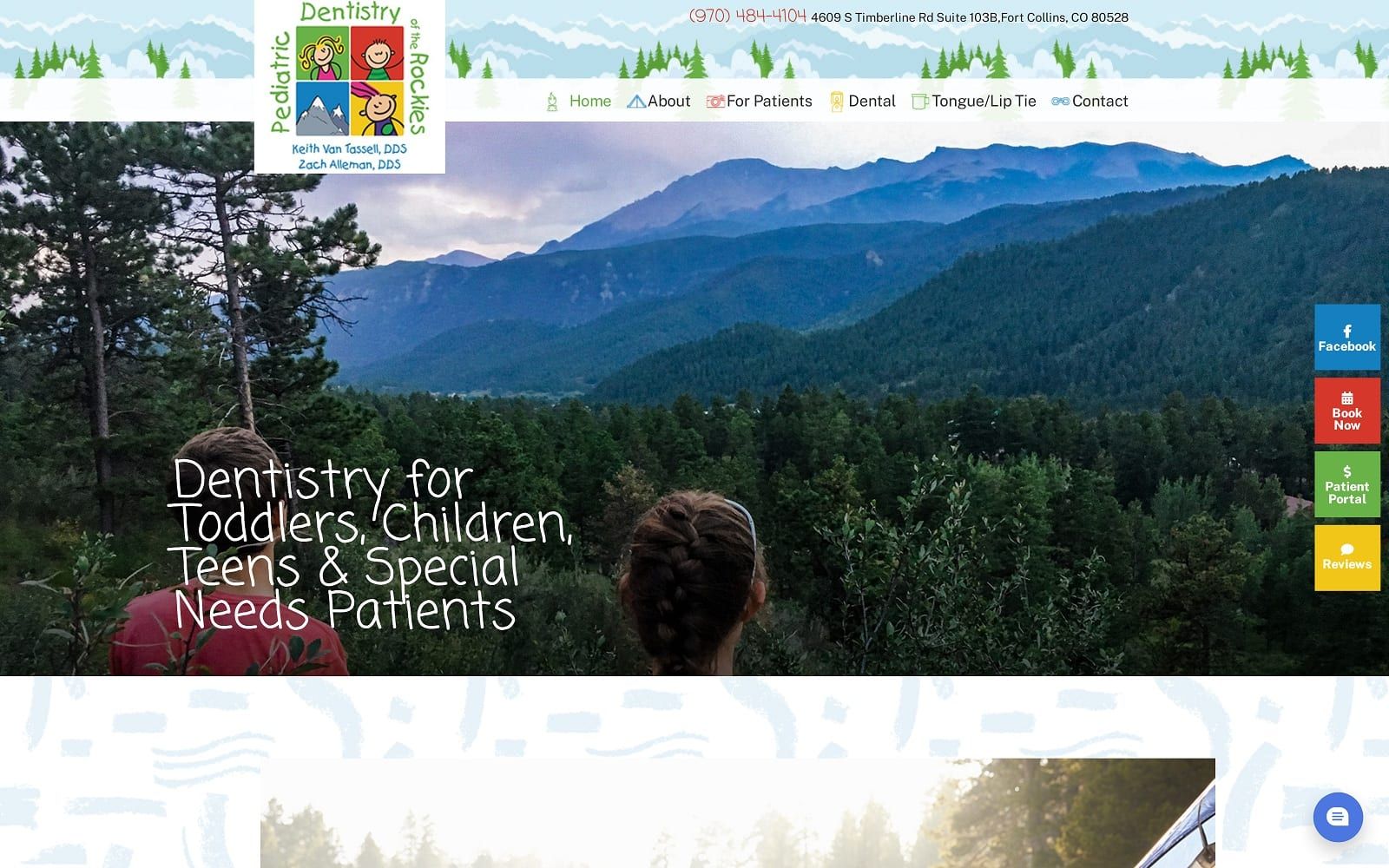 The Screenshot of Pediatric Dentistry of the Rockies rockieskidsdds.com Website