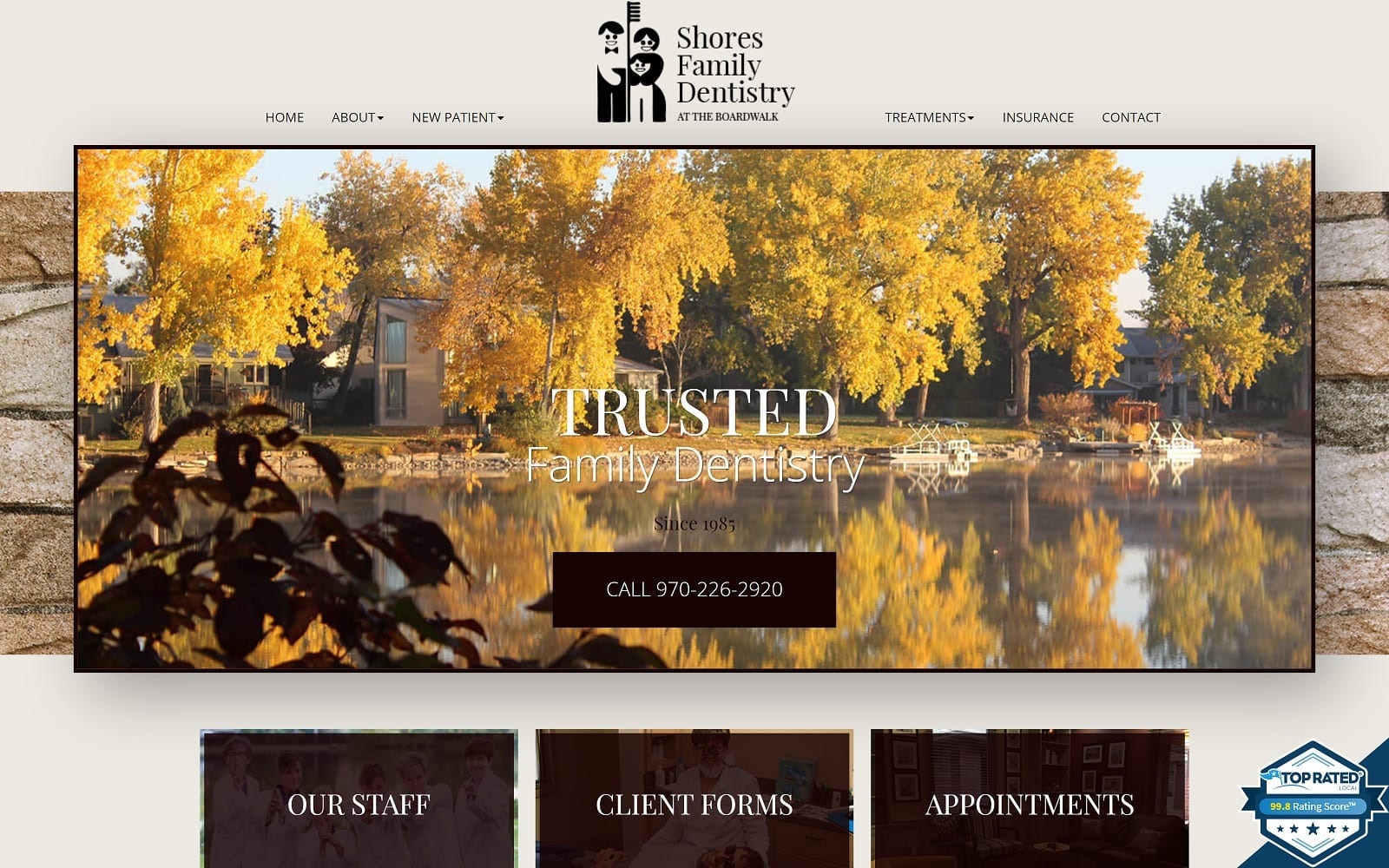 The screenshot of shores family dentistry shoresfamilydentistry. Com website