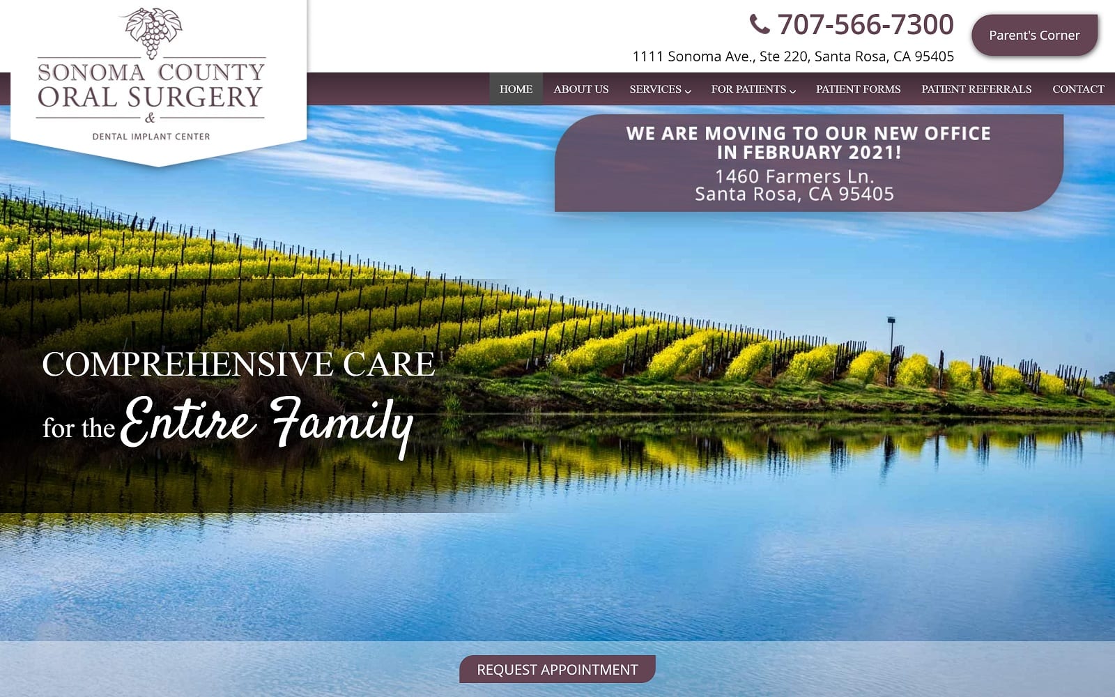 The screenshot of sonoma county oral surgery & dental implant center sonomacountyoralsurgery. Com website