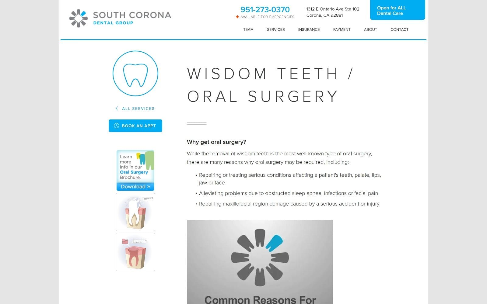 The Screenshot of South Corona Dental Group southcoronadental.com Website