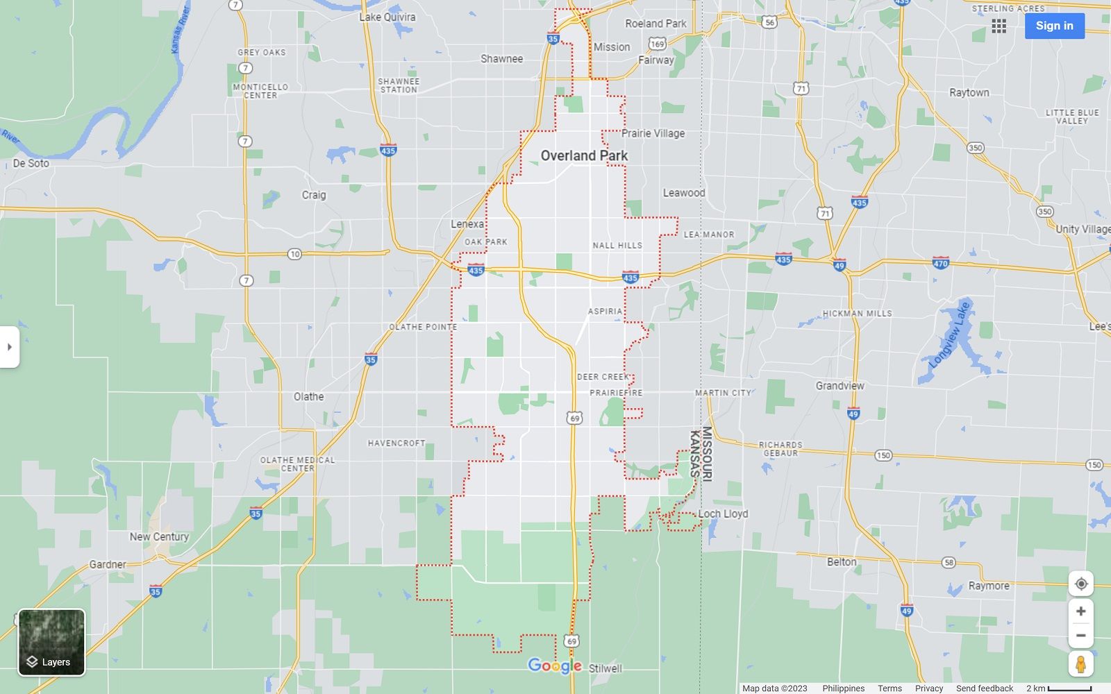 Overland Park KS map