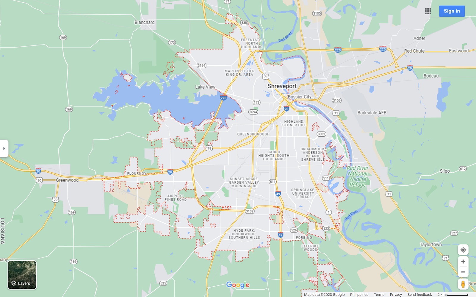 Shreveport LA map