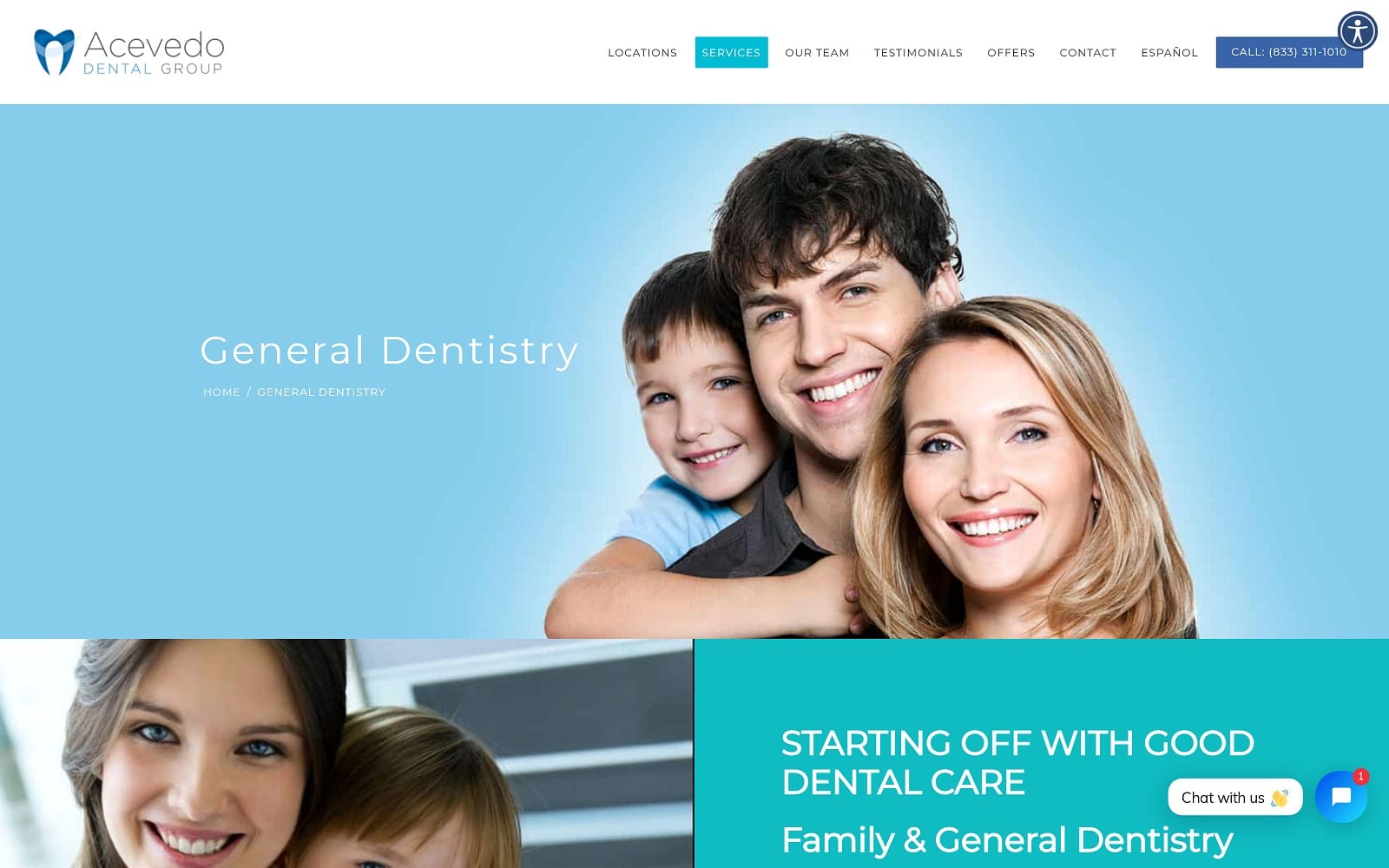 The screenshot of acevedo dental group of ontario acevedodentalgroup. Com website